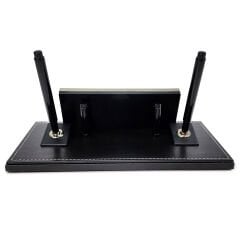 Prozenis PR2650 Krom Detaylı Siyah Deri Masa Üstü İsimlik Masa İsimliği