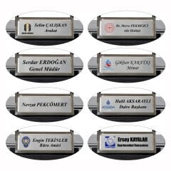 Prozenis PR2650 Krom Detaylı Siyah Deri Masa Üstü İsimlik Masa İsimliği