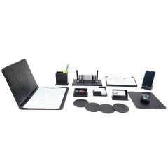 Prozenis PR810 Ofis Masa Üstü İsimlik Kalemlik Takvim Seti 10 Parça Siyah