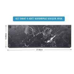 Vizyon Siyah Mermer Desenli Lüks Ahşap Ofis Masa İsimliği Kalemlik Seti