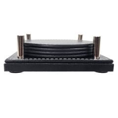 Prozenis PR4217 Lüks Ahşap Standlı Yuvarlak Deri Bardak ve Çay Tabağı Altlığı