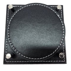 Prozenis PR4217 Lüks Ahşap Standlı Yuvarlak Deri Bardak ve Çay Tabağı Altlığı