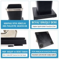 Nevada Lüks Ahşap-Deri Masaüstü Ofis Masa İsimliği  Seti – Krom Detaylı, İsimlikli Yeni İş ofis Hediyesi