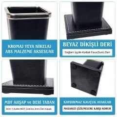 Prozenis PR4255 Lüks Krom Detaylı  Ahşap Tabanlı Masaüstü Ofis Kalemlik