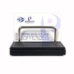 Prozenis PR4279 Siyah Lüks Ofis Masaüstü Kartvizitlik Ahşap-Deri Tabanlı