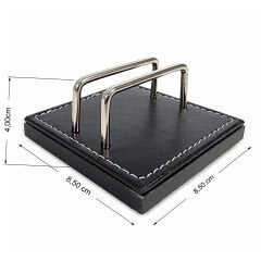 Prozenis PR4279 Siyah Lüks Ofis Masaüstü Kartvizitlik Ahşap-Deri Tabanlı