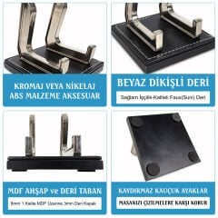 Prozenis PR4286 Ahşap-Deri Tabanlı Lüks Ofis Masaüstü Telefon Standı