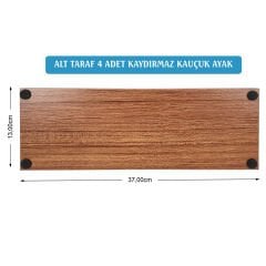 Nevila Lüks Ahşap Desenli Kahve Masaüstü İsimlik ve Kalemlik Seti