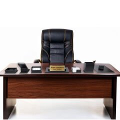 Prozenis PR47061 Altın Renk İsimlikli Lüks Siyah Deri Masa İsimliği Seti Yeni İş Ofis Hediyesi