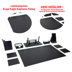 Prozenis Orion 10 Parça Ekonomik İsimlikli Sümen Takımı Laminasyonlu Kuşe Kağıt Kaplama Sümen Seti Masa İsimliği Mat Siyah