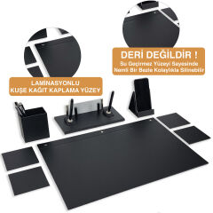 Prozenis Vertex 8 Parça Sümen Takımı Masa İsimliği Siyah Sümen Seti
